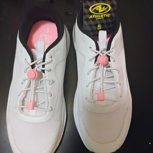 Athletic Works Women's White Sneakers with Pink Highlights
